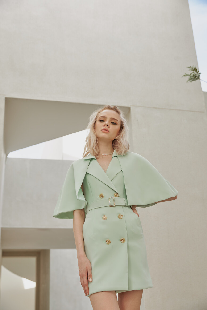 Mint Trench Cape Dress